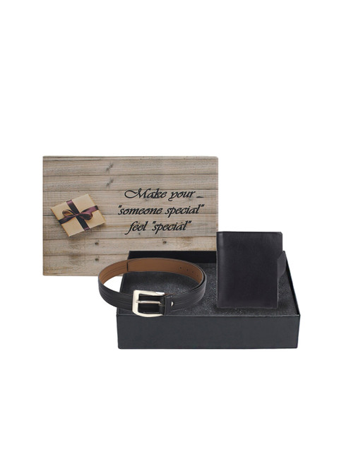 

LONDON FASHION hob Men Black Belt & Wallet Accessory Gift Set