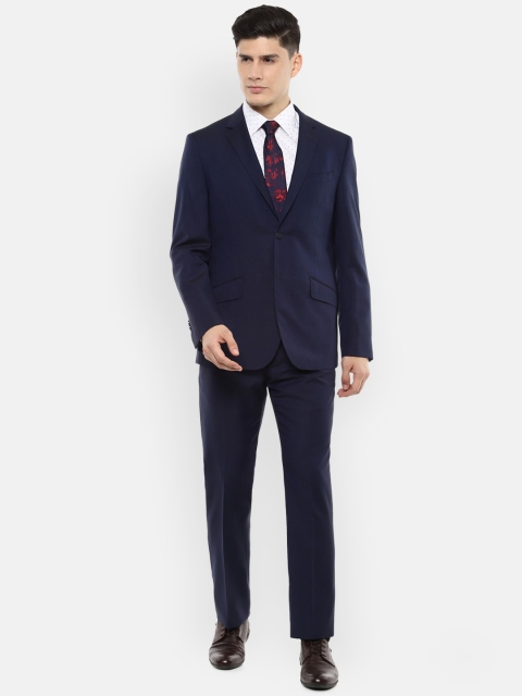 

Van Heusen Men Navy Blue Self Design Slim-Fit Single-Breasted Formal Two Piece Suit