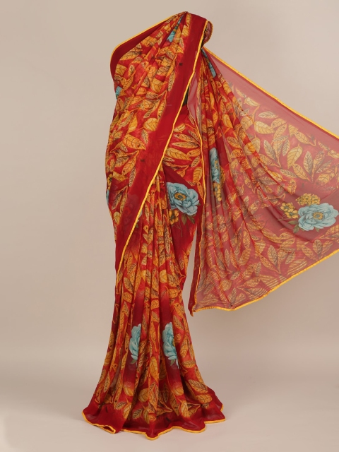 

Pothys Red Printed Poly Chiffon Saree