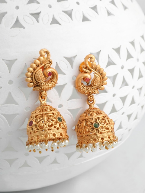 

Alankruthi Gold-Toned Dome Shaped Jhumkas