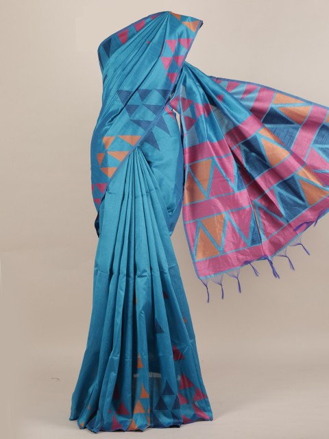 

Pothys Blue Printed Jute Silk Saree