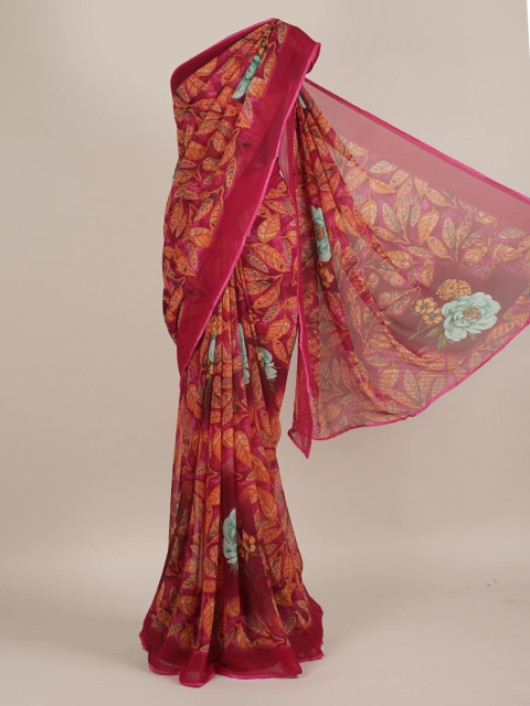 

Pothys Magenta Printed Poly Chiffon Saree
