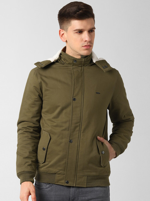 

Peter England Casuals Men Olive Green Solid Tailored Jacket