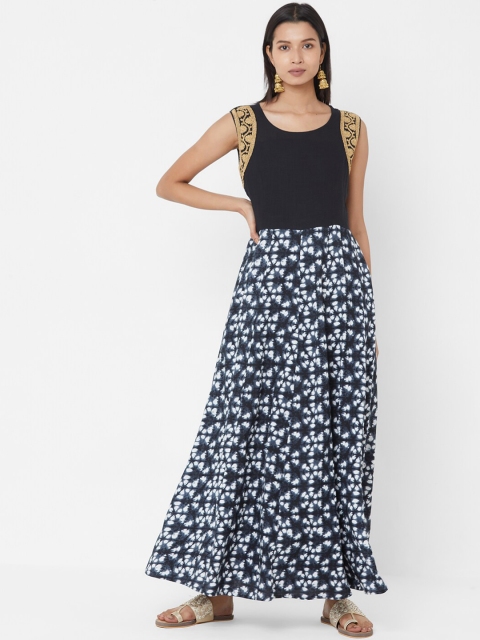 

Vedic Women Black Printed Maxi Dress