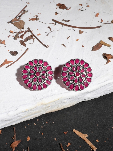 

Silvermerc Designs Pink Silver Plated Circular Studs