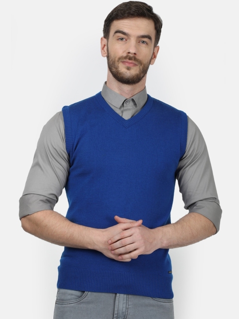 

Monte Carlo Men Blue Solid Sweater Vest