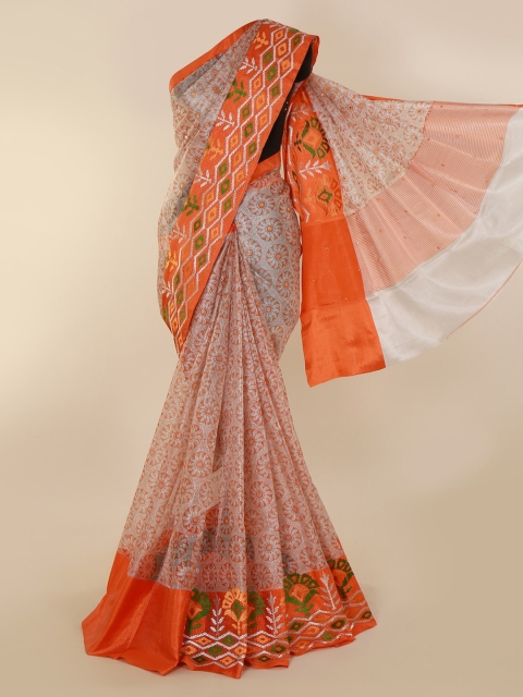 

Pothys Orange Printed Tissue Saree