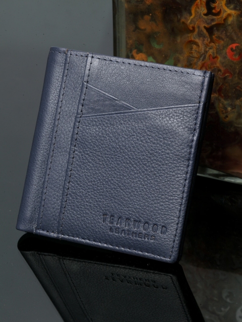 

Teakwood Leathers Men Blue Solid Genuine Leather Two Fold Wallet