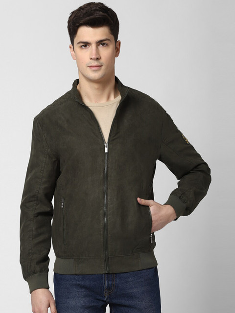 

Peter England Casuals Men Olive Green Solid Tailored Jacket