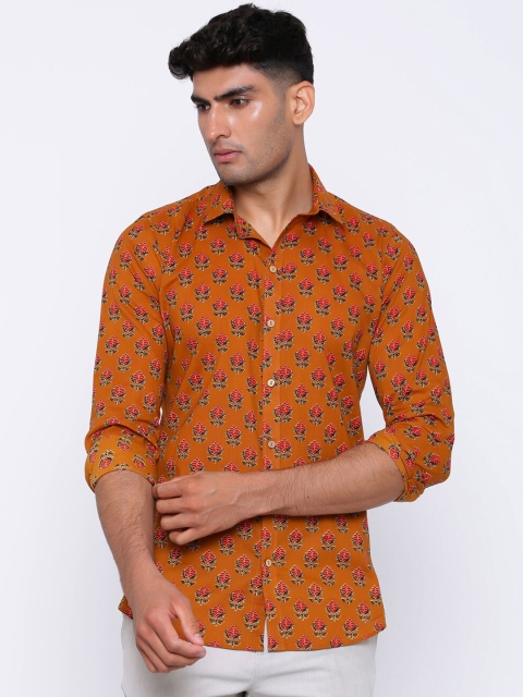 

Tistabene Men Orange Regular Fit Printed Casual Shirt
