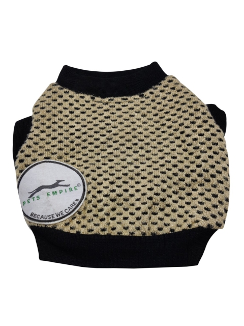 

PETS EMPIRE Cream-Coloured & Black Woven Design Dog Sweater