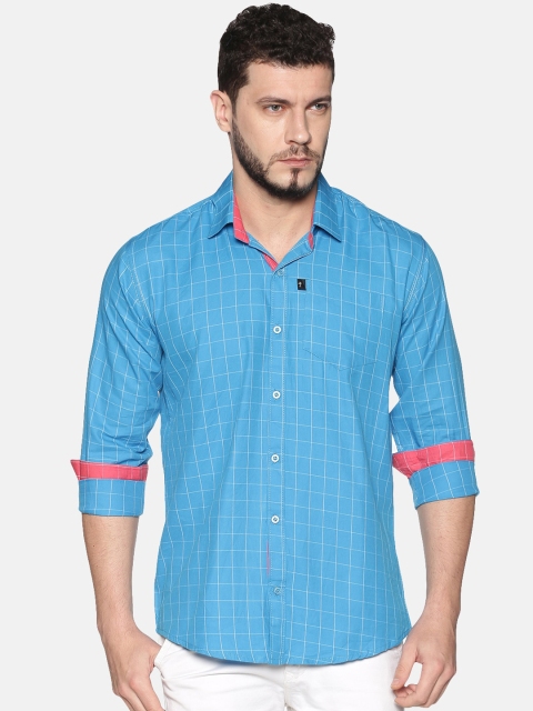 

LEVIZO Men Blue & Off-White Regular Fit Checked Casual Shirt