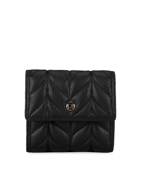 

Da Milano Women Black Solid Leather Two Fold Wallet