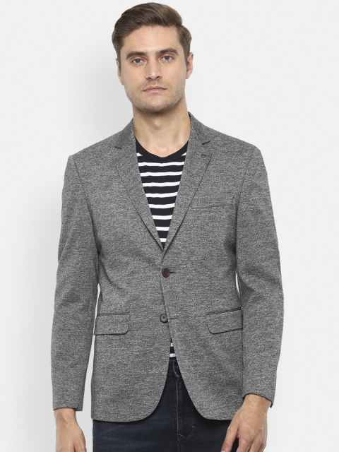 

Louis Philippe Men Grey Self Design Slim Fit Single-Breasted Blazer