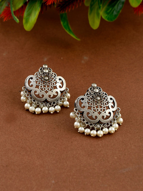 

Silvermerc Designs White Silver-Plated Oxidized Contemporary Studs