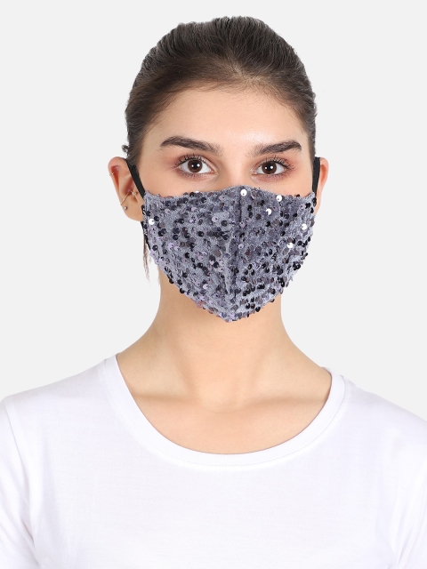 

Anekaant Women Grey Embellished 3-Ply Reusable Outdoor Face Mask