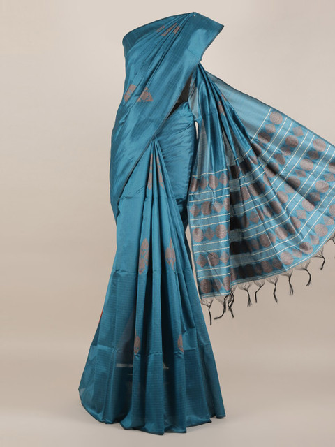 

Pothys Blue Woven Design Jute Silk Saree with Jhalar Pallu