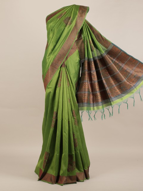 

Pothys Green Woven Design Jute Silk Saree