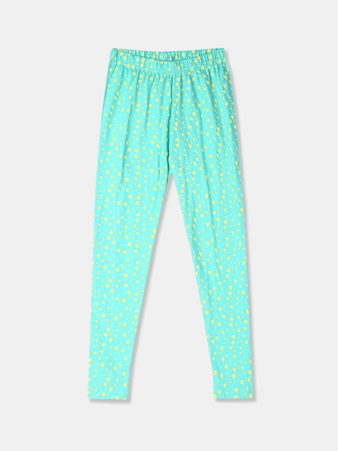 

Cherokee Girls Green & Yellow Printed Ankle-Length Leggings