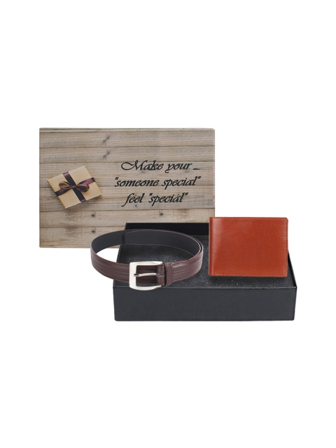 

LONDON FASHION hob Men Tan-Brown & Silver-Toned Accessory Gift Set