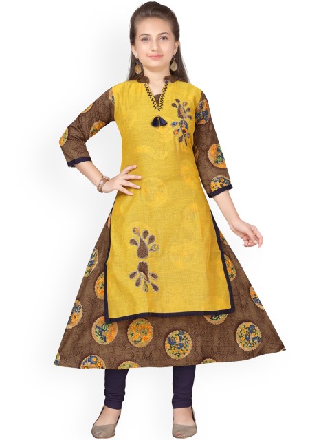 

Aarika Girls Gold-Toned Solid A-Line Kurta