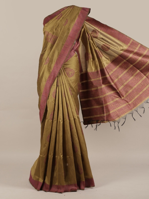 

Pothys Green & Red Jute Silk Woven Design Saree