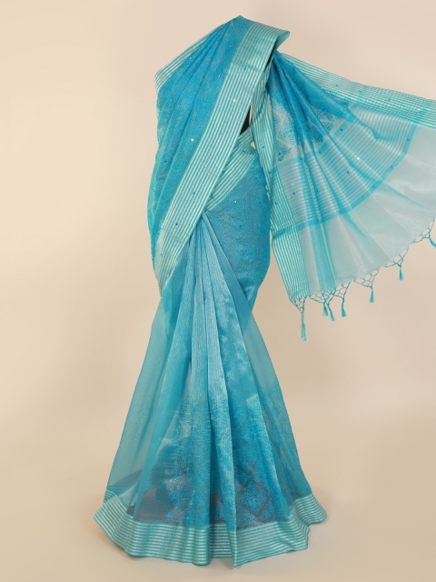 

Pothys Blue Woven Design Tissue Saree
