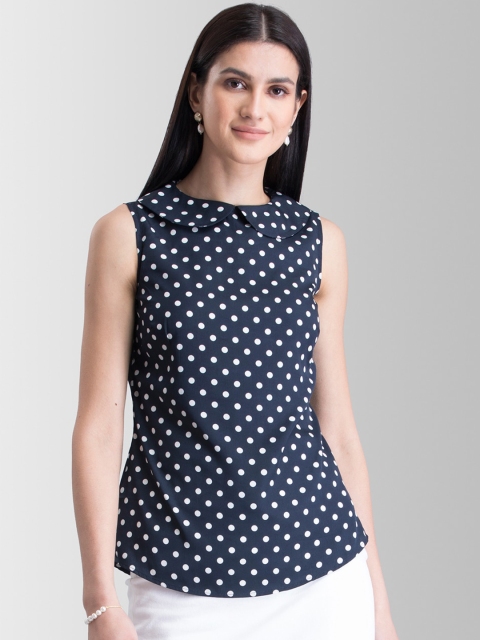 

FableStreet Women Navy Blue Printed Top