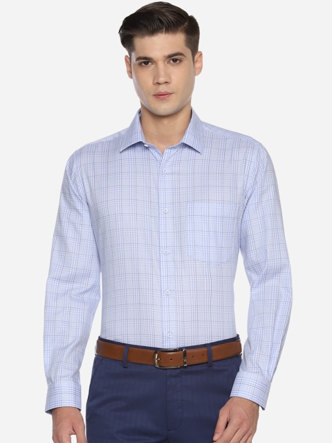 

Van Heusen Men Blue Regular Fit Checked Formal Pure Cotton Shirt