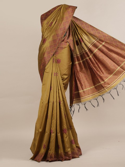 

Pothys Mustard Woven Design Jute Silk Saree with Jhalar Pallu