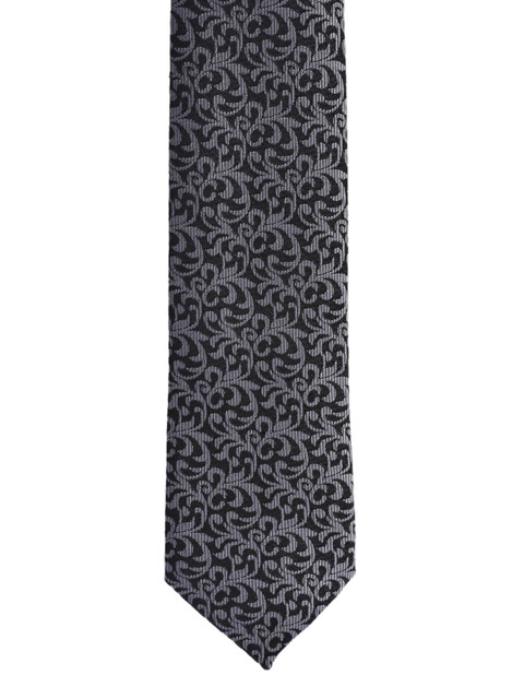 

BuckleUp Men Black & Grey Self Design Broad Tie