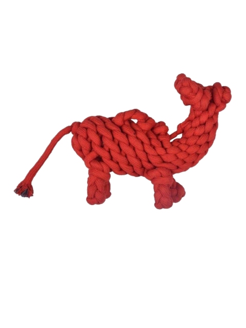 

Red Camel Shaped Braided Rope Dog Toy