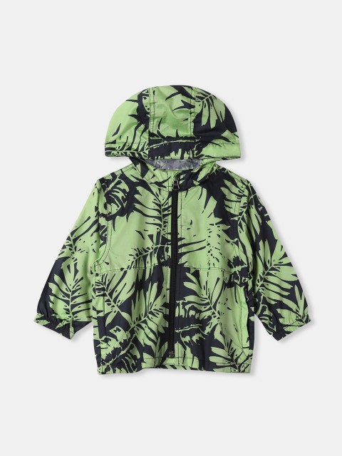 

GAP Boys Green & Black Tropical Print Windcheater Open Front Jacket