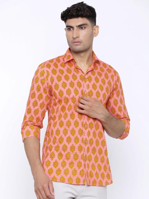 

Tistabene Men Pink & Orange Printed Casual Shirt