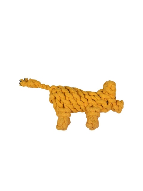 

Poochles Unisex Yellow Pig Shaped Braided Rope Dog Toy