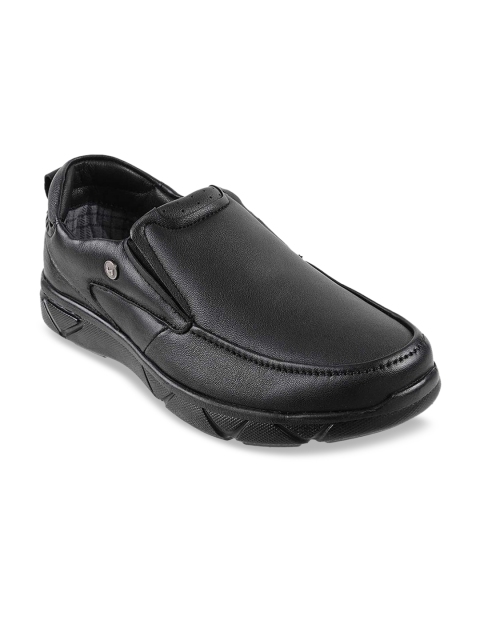 

Metro Men Black Leather Slip-On Sneakers