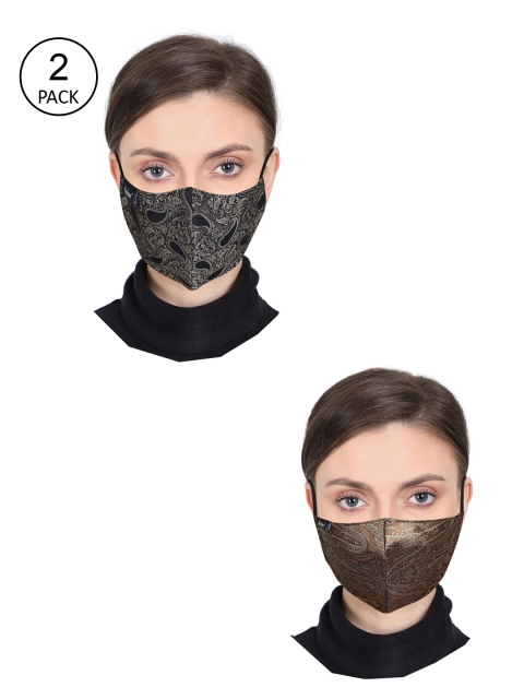 

Anekaant Unisex Pack Of 2 Printed 3-Ply Outdoor Face Masks, Black