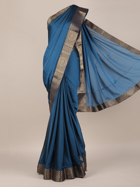 

Pothys Blue Solid Poly Chiffon Saree