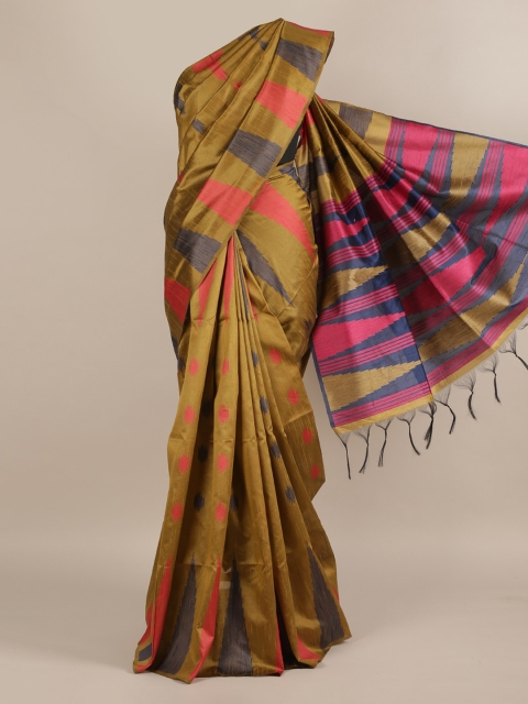 

Pothys Olive Green Woven Design Jute Silk Saree