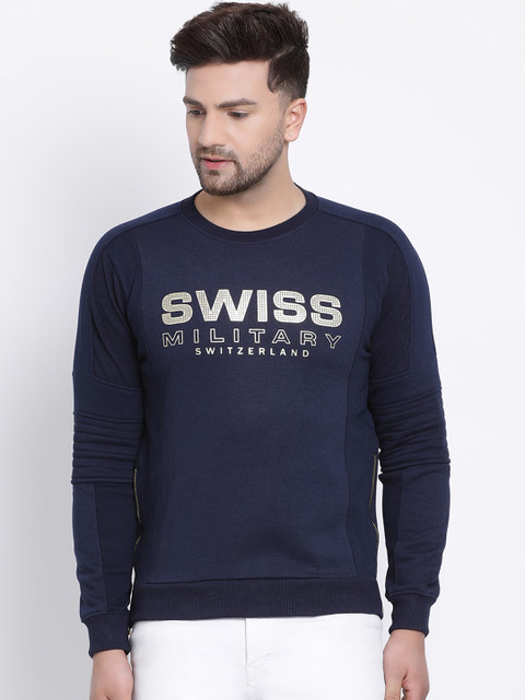 

SWISS MILITARY Men Navy Blue Printed Sweatshirt