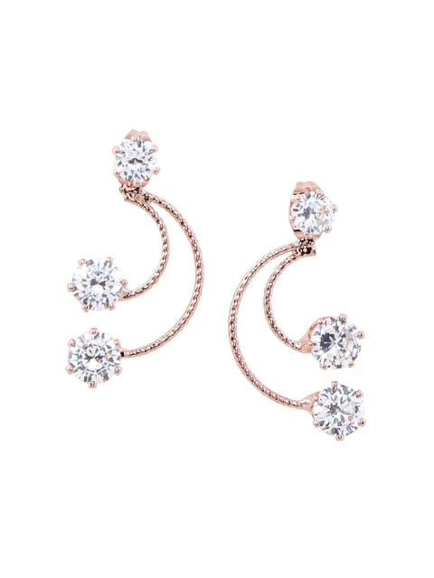 

Foxy Sperks Silver-Toned & Rose Gold Contemporary Drop Earrings