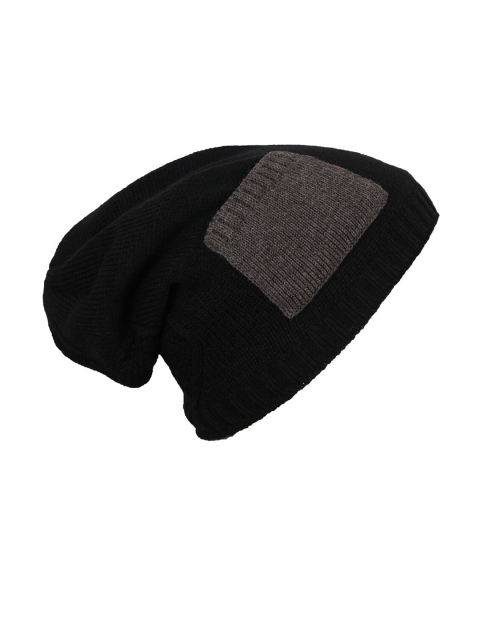 

iSWEVEN Unisex Black & Grey Solid Woven Expandable Beanie