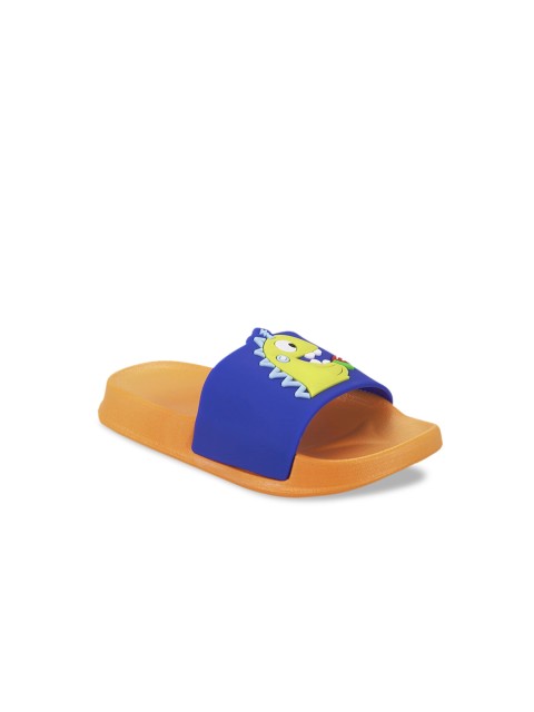 

FEETWELL SHOES Boys Orange & Blue Printed Sliders