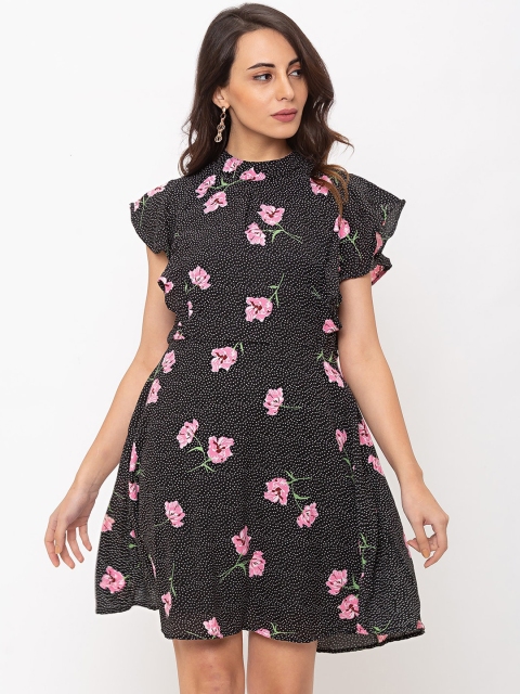

Globus Women Black Printed Fit and Flare Dress