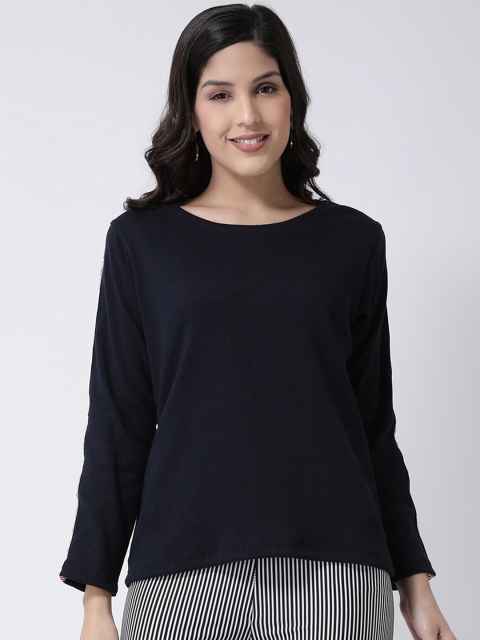 

GRIFFEL Women Navy Blue Solid Top