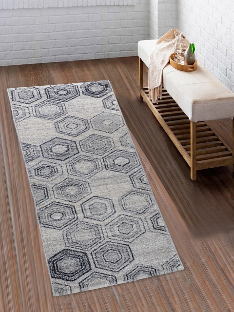 

SPACES Grey & Blue Geometric Print Floor Runner