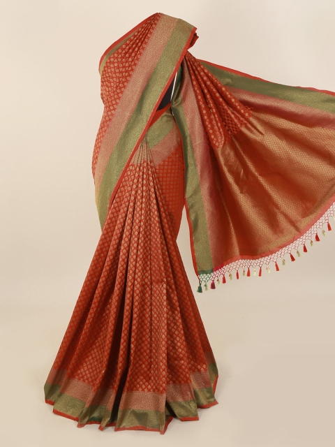 

Pothys Orange & Green Pure Silk Woven Design Banarasi Saree