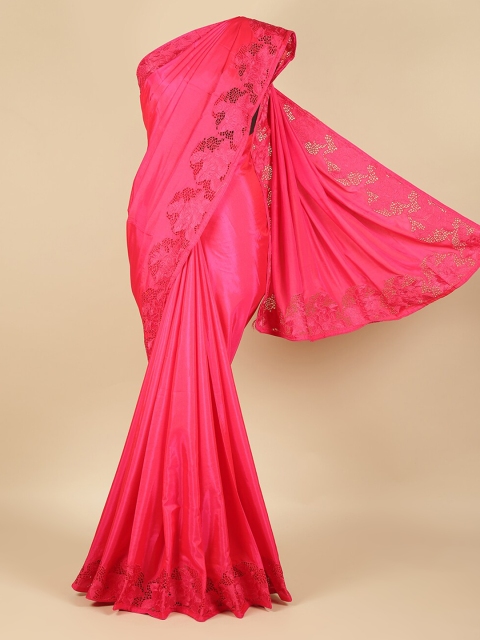 

Pothys Pink Solid Art Silk Saree