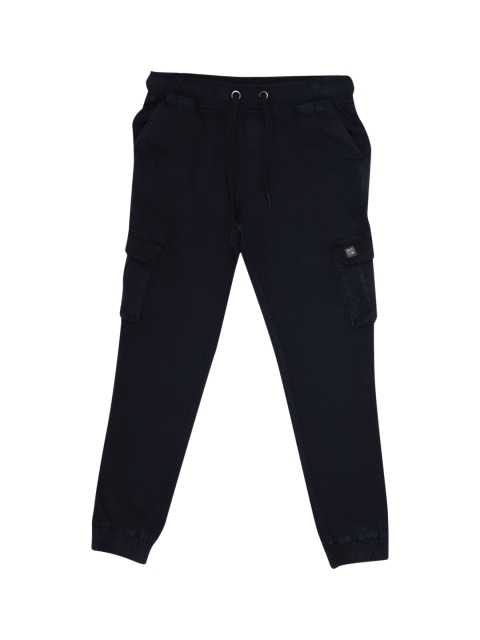 

First Kick Boys Black Regular Fit Solid Cotton Cargos
