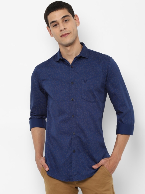 

Allen Solly Navy Slim Fit Printed Casual Shirt, Navy blue